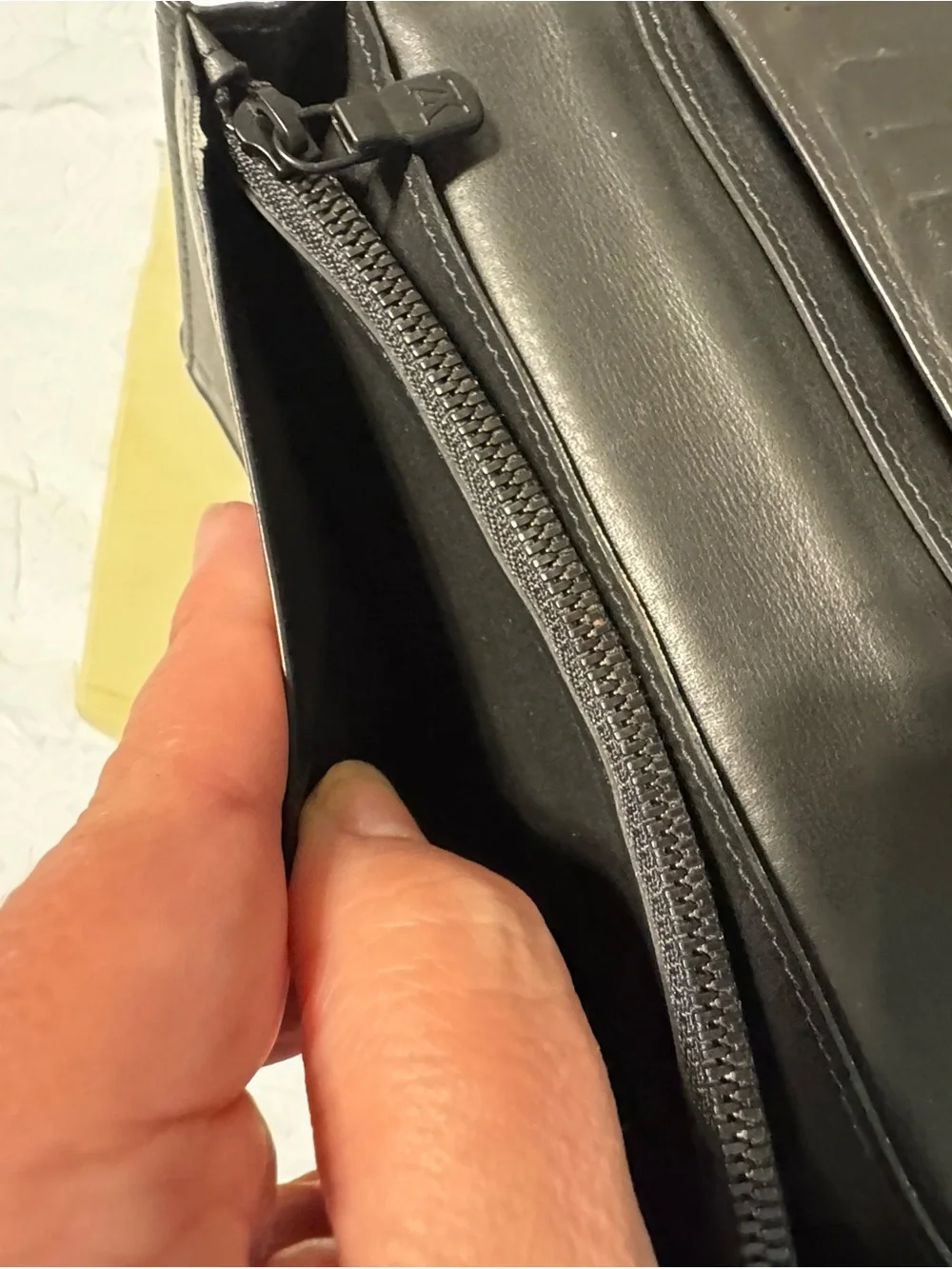 Louis Vuitton Black Embossed 'LOUIS' Leather Long Wallet